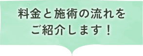 料金と施術の流れを ご紹介します！